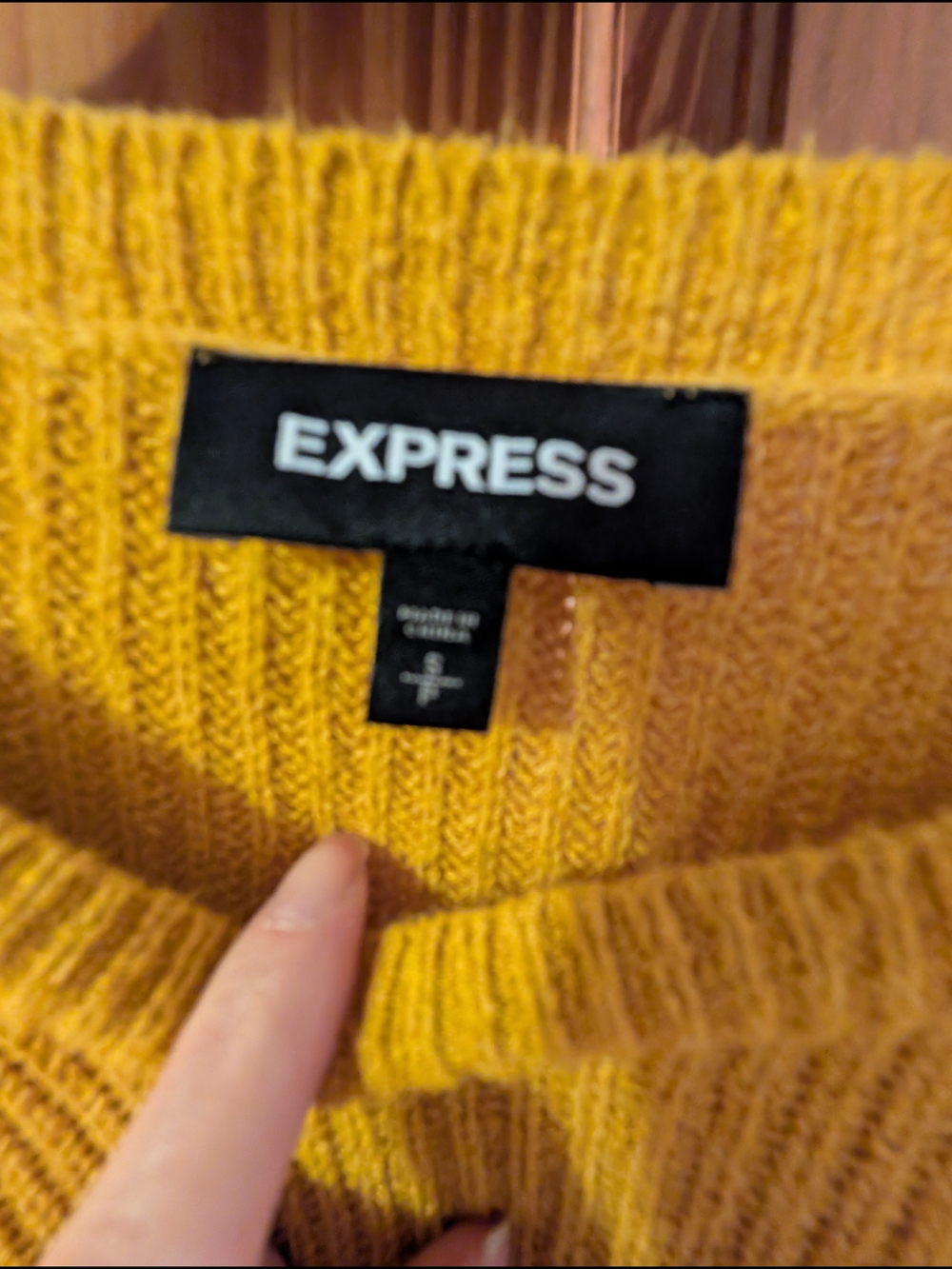 Express Women's Mustard Ribbed Knit Sweater